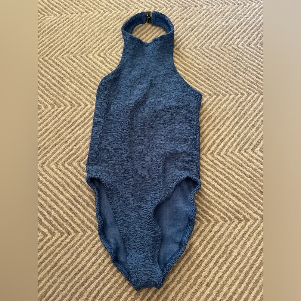 Hunza g blue one piece high neck swim, excellent condition, worn twice.